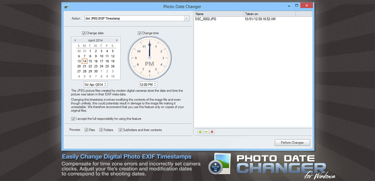 Easily change Digital Photo Dates and Times.