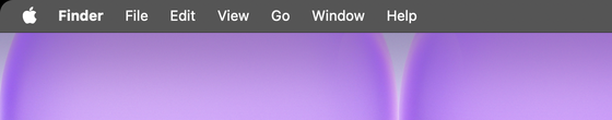 The same macOS 27 menu bar and wallpaper with a dark grey bar from Boring Old Menu Bar