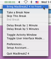 Mac Break Reminder Software Menu Bar Item