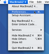 Preferences menu for osx rest break timer