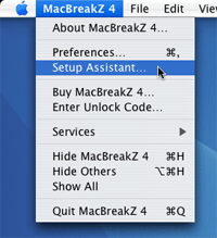 MacBreakZ Setup Assistant menu item