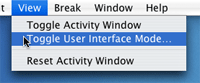 user interface toggling menu